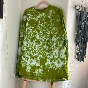 Home tie-dyed, green lime, Edo, white long sleeve T-shirt size 2XL